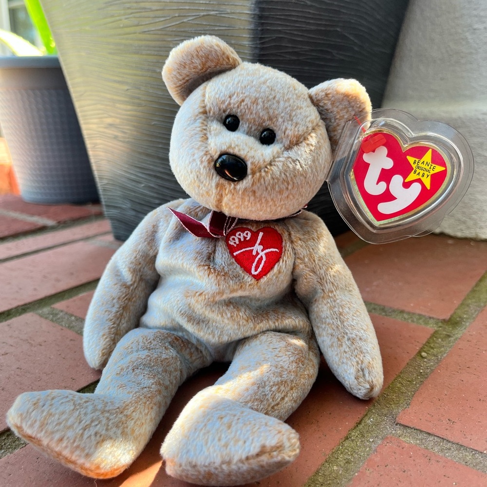 Ty Beanie Babies Brown Teddy Bear with Red Heart
